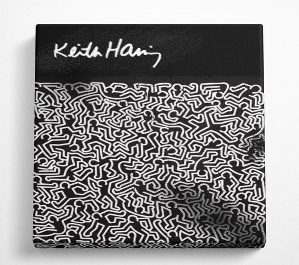 A Square Canvas Print Showing Keith Haring Figures Square Wall Art