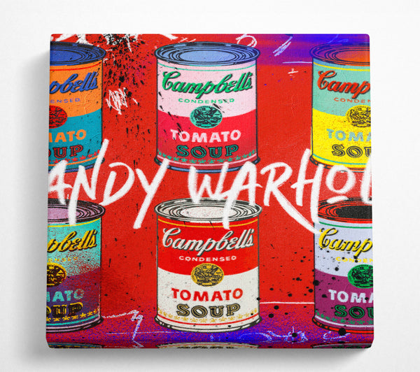 A Square Canvas Print Showing Campbells Soup Tin Square Wall Art