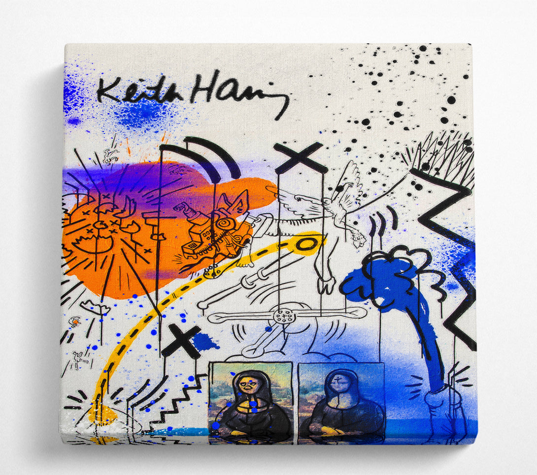 A Square Canvas Print Showing Keith Haring Mona Lisa Square Wall Art