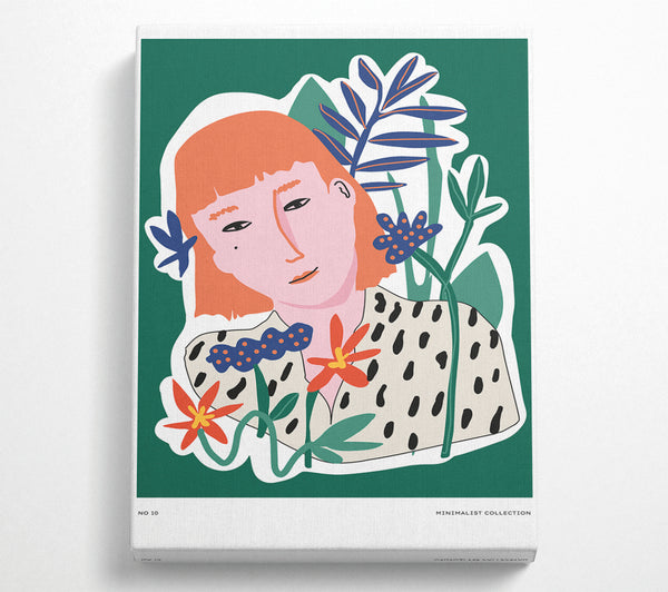 Red Head Woman Floral