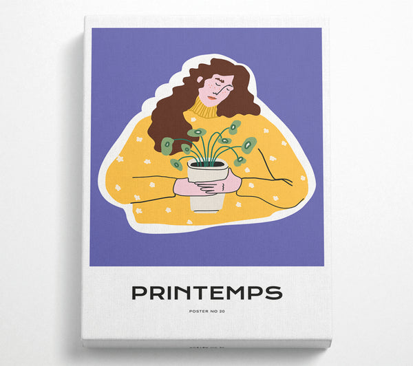  A Canvas Print of Woman Holding A Pot Of Flowers Canvas Art