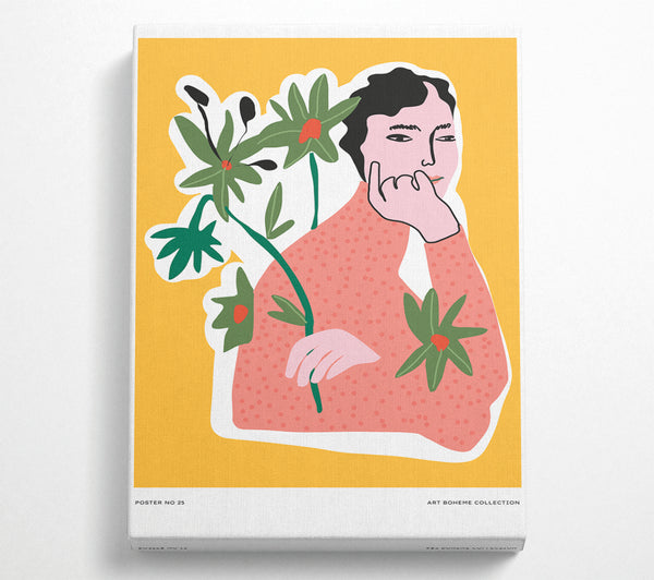  A Canvas Print of Thinking Flower Woman Canvas Print