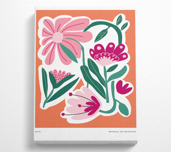 Rosa Blumen auf Orange