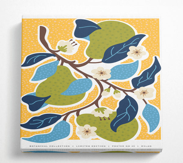 A Square Canvas Print Showing Branch Of Beautiful Blossons Square Wall Art