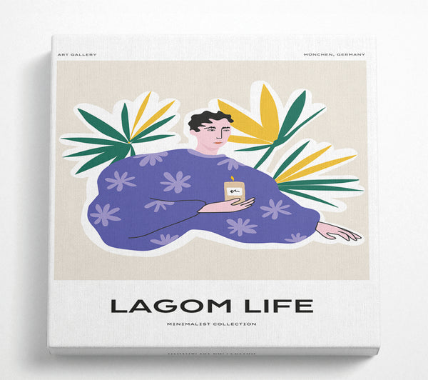 A Square Canvas Print Showing Palm Leaf Lady Square Wall Art