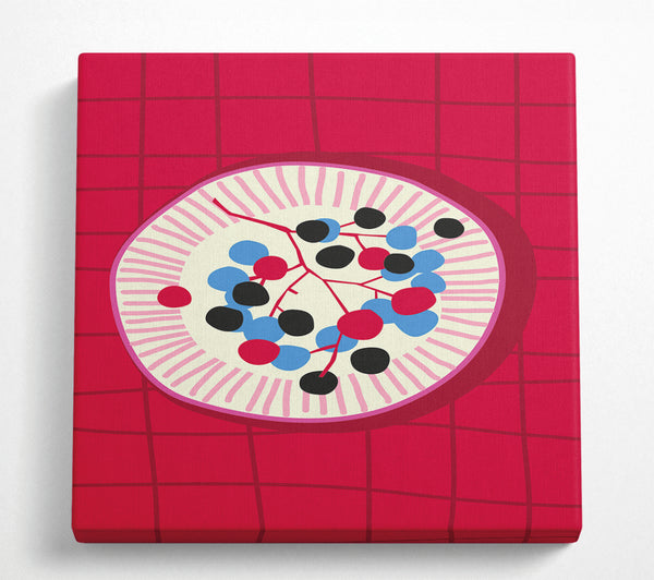 A Square Canvas Print Showing Berries On A Plate Square Wall Art