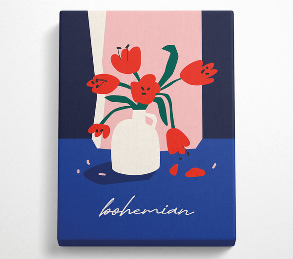 Böhmische Vase Rote Blumen