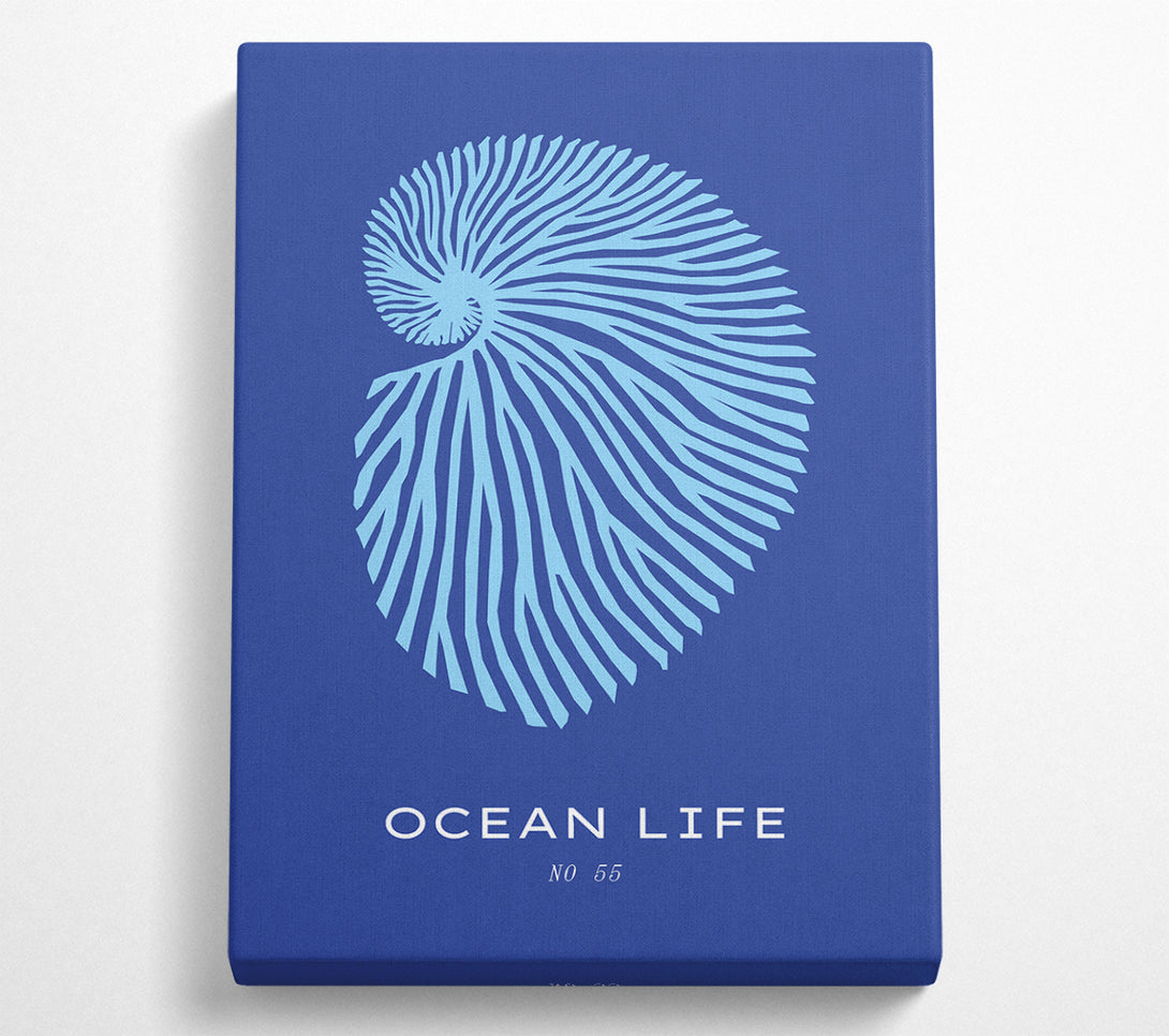  A Canvas Print of Ocean Life Shell Blue Canvas Art