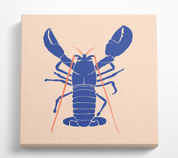 A Square Canvas Print Showing Blue Lobster Square Wall Art