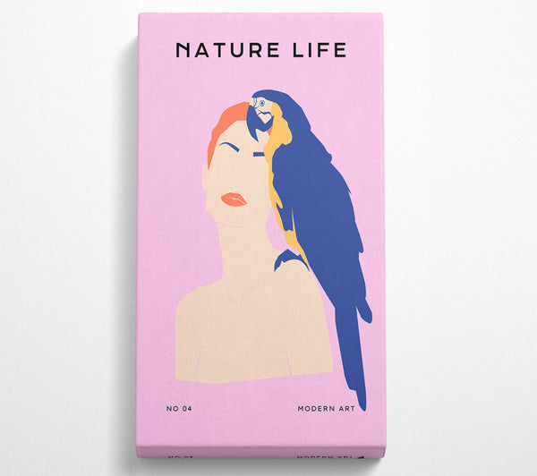 Frau und ein Papagei