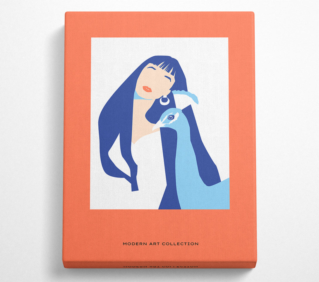  A Canvas Print of Woman And Peacock Canvas Art