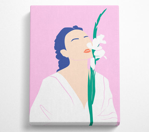  A Canvas Print of White Flower Woman Canvas Wall Art