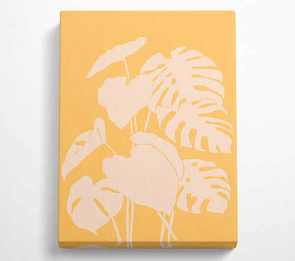  A Canvas Print of Cheese Plant Leaves Mustard Canvas Wall Art
