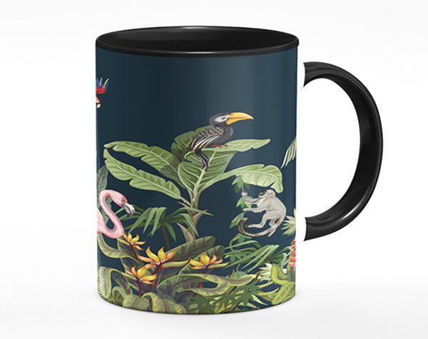 Jungle Paradise Animals Black Mug