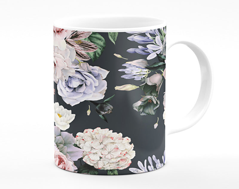 Flowers On Grey Mug