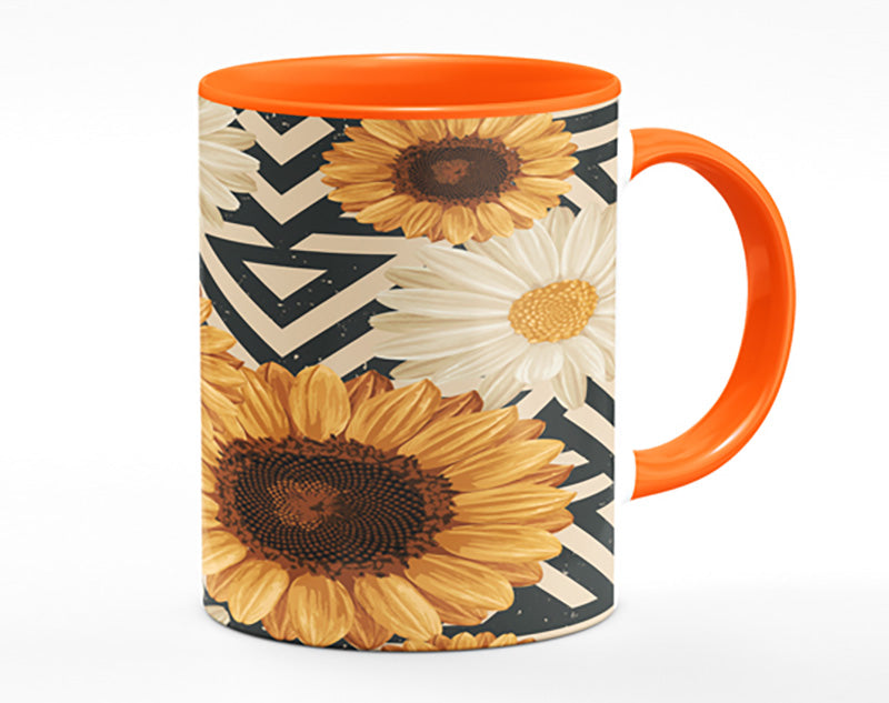 Summer Flowers On Abstract Mug