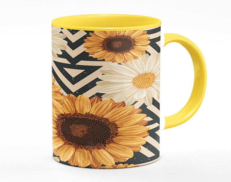 Summer Flowers On Abstract Mug