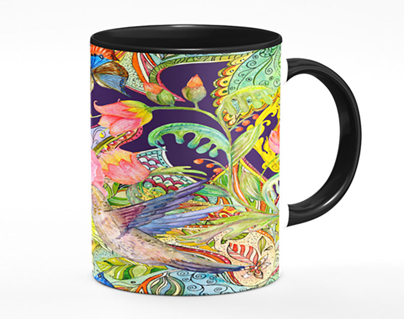 Hummingbird Flowers Dark Mug