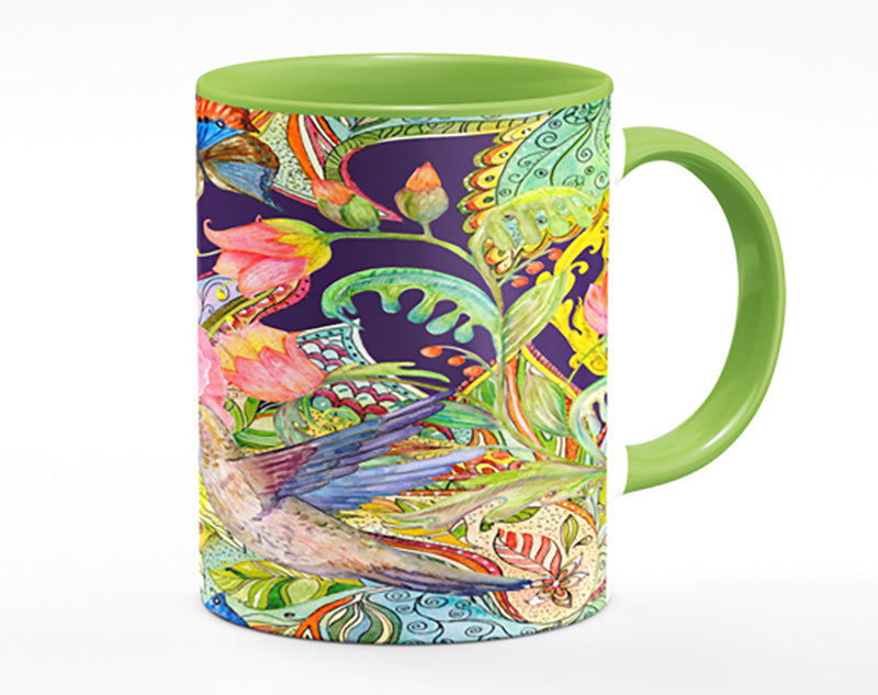 Hummingbird Flowers Dark Mug