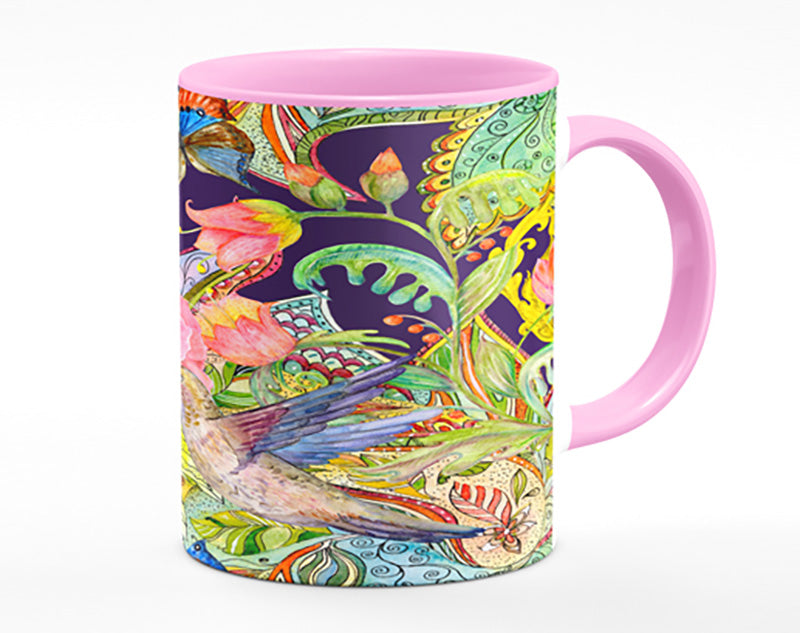 Hummingbird Flowers Dark Mug