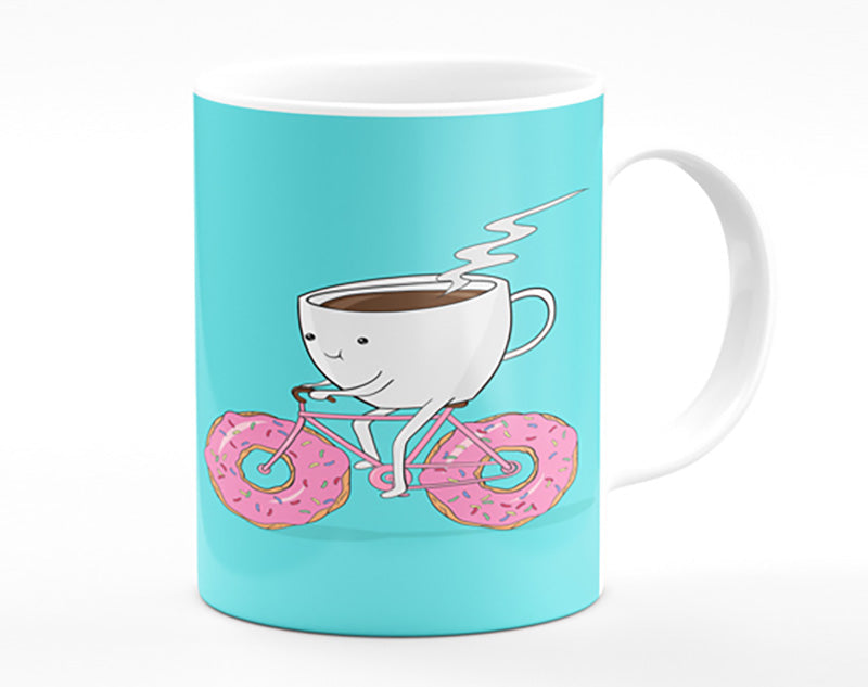 Coffee Riding A Donut Bicycle Mug