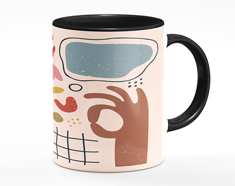 Mid Century Shapes And Faces Mug