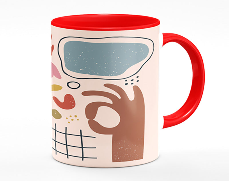 Mid Century Shapes And Faces Mug