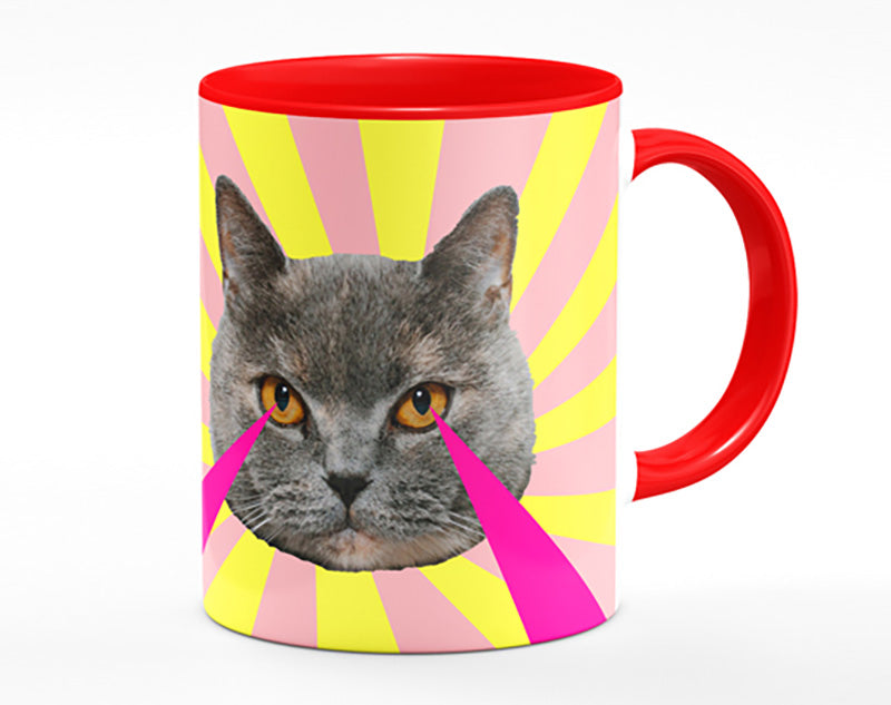 Cat Lazer Eyes Mug