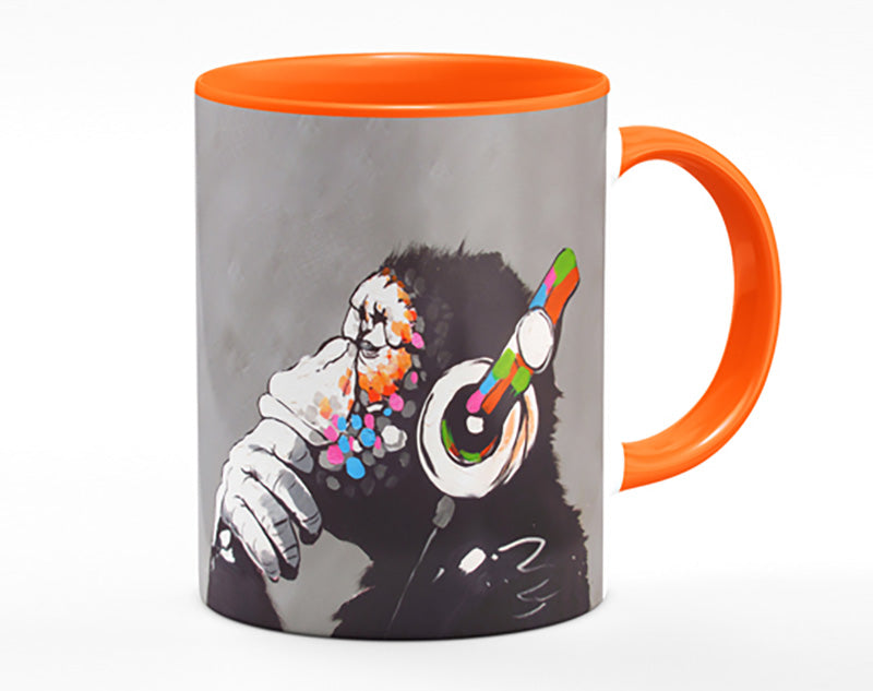 Chimp Headphones Thinking Mug