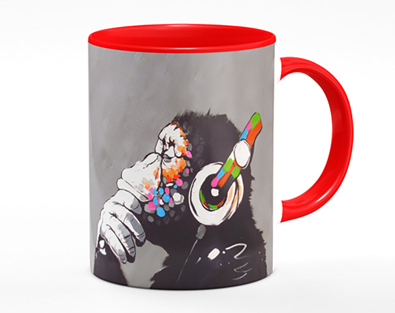 Chimp Headphones Thinking Mug