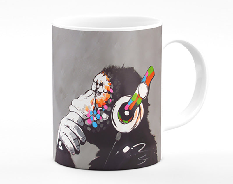 Chimp Headphones Thinking Mug