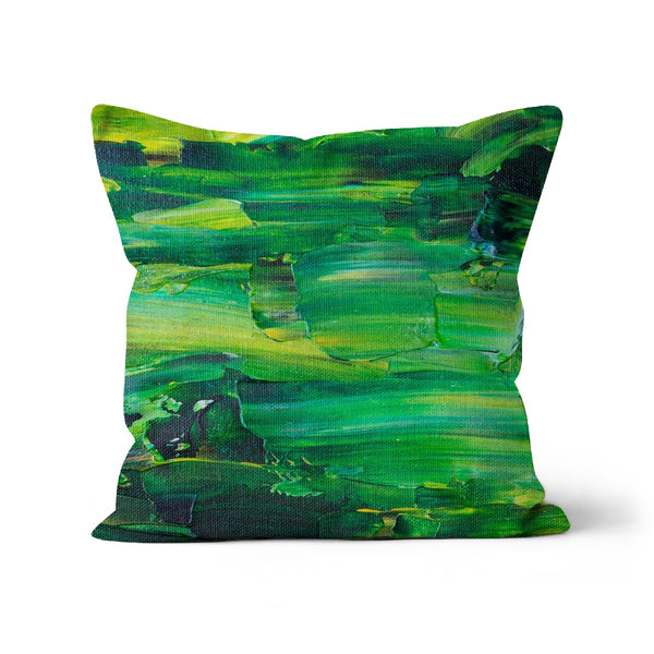 Green Textured Paint Abstract Cushion