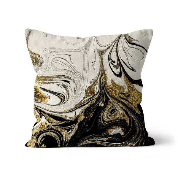 White Black And Gold Abstract Cushion