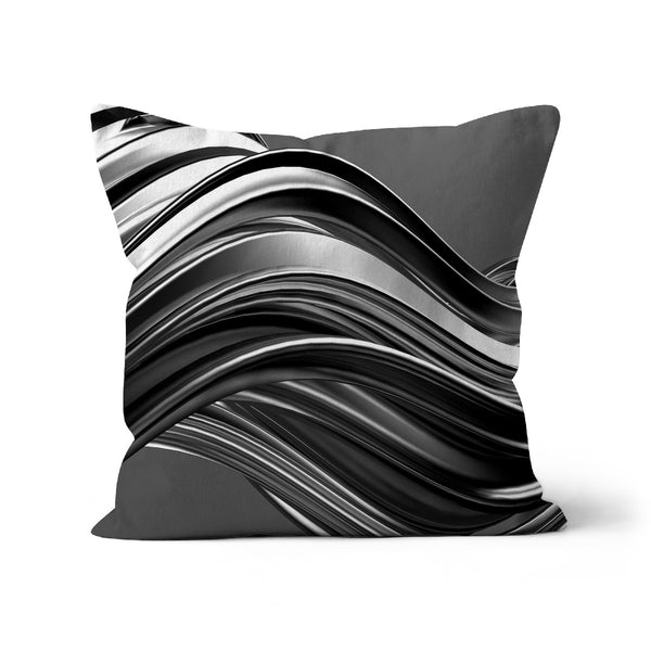 Abstract Black And White Waves Modern Cushion